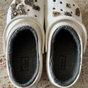 CROCS Womens White Slip Ons with Charms size 5